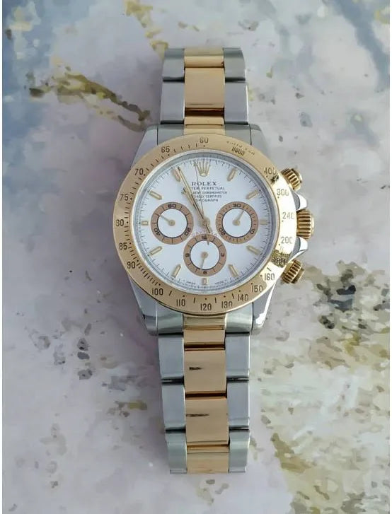 Rolex Daytona Dual Tone White Dial Metal Watch Jasprit Bumra