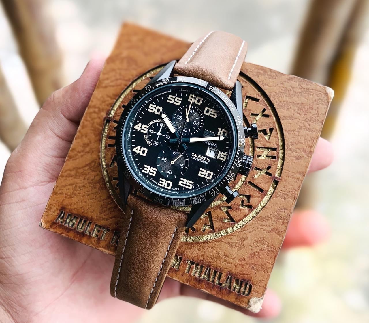 Tagheuer Grand Carrera Formula 1 Brown leather watch